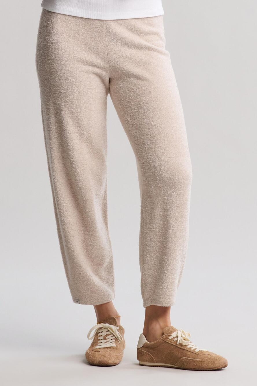 Barefoot Dreams Women's Medium Stone CozyChic Lite Barrel Leg Pants Luxury N3-49